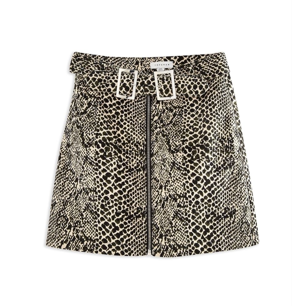 Topshop Animal Print Belted Skirt